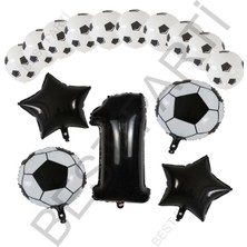 Best Parti Futbol Topu Yıdız Folyo Siyah Rakam ve Baskılı Balon Seti Yaş 1