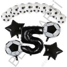 Best Parti Futbol Topu Yıdız Folyo Siyah Rakam ve Baskılı Balon Seti Yaş 5