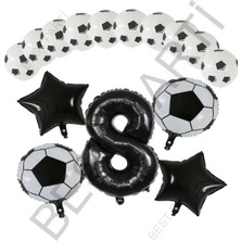 Best Parti Futbol Topu Yıdız Folyo Siyah Rakam ve Baskılı Balon Seti Yaş 8
