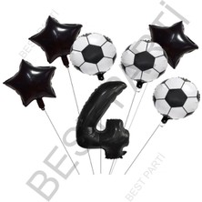 Best Parti Yıldız Rakam Futbol Topu Desenli Folyo Balon Seti Yaş 4