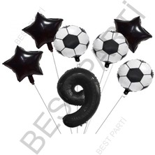 Best Parti Yıldız Rakam Futbol Topu Desenli Folyo Balon Seti Yaş 9