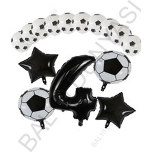 Bal10 Dünyası Futbol Topu Yıdız Folyo Siyah Rakam ve Baskılı Balon Seti Yaş 4