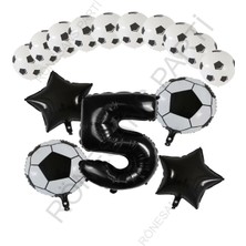 Rönesans Parti Futbol Topu Yıdız Folyo Siyah Rakam Ve Baskılı Balon Seti Yaş 5
