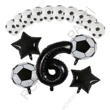 Rönesans Parti Futbol Topu Yıdız Folyo Siyah Rakam Ve Baskılı Balon Seti Yaş 6