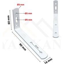 Yapıkan Beyaz Deprem Güvenliği Dekoratif Dolap Sabitleme Aparatı Seti 6 x 9 cm - Mobilya Gardırop Portmanto Eşya Duvara Sabitleyici Aparat - Orta Yük L Demir Gönye Köşebent