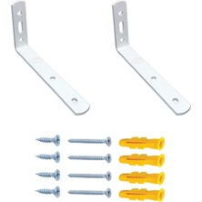 Mr.Bracket Beyaz Deprem Güvenliği Dekoratif Dolap Sabitleme Aparatı Seti 6 x 11.5 cm - Mobilya Gardırop Portmanto Eşya Duvara Sabitleyici Aparat - Orta Yük L Demir Gönye Köşebent