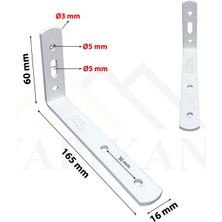 Yapıkan Beyaz Deprem Güvenliği Dekoratif Dolap Sabitleme Aparatı Seti 6 x 16.5 cm - Mobilya Gardırop Portmanto Eşya Duvara Sabitleyici Aparat - Orta Yük L Demir Gönye Köşebent