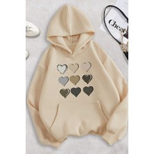 Only Trendwear  Oversize Kalp Baskılı Sweatshirt