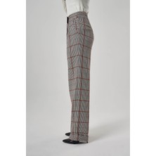 Mizalle Büyük Ekoseli Taba Pantolon