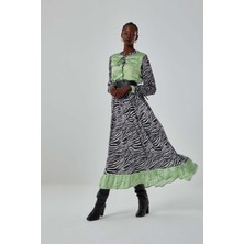 Mizalle Zebra Bloklu Renkli Elbise