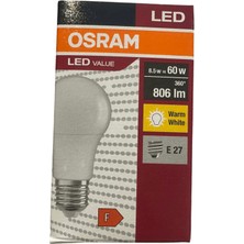 Osram 8.5W (60W) Sarı Işık E27 Duylu Klasik LED Ampul (5 Adet)