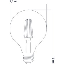 E27 LED FİLAMANLI RUSTIK AMPUL G95 BAL CAM 6W 2500k Gün Işığı ERD-82