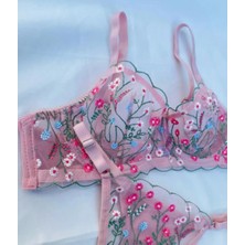 Eleos Boutique Çiçek Nakış İşlemeli İç Çamaşır Takımı