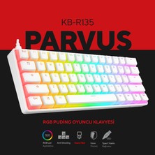 Rampage KB-R135 Parvus Beyaz Type-C Bağlantilı RGB Puding Tuşlu Red Switch Us Gaming Oyuncu Klavyesi