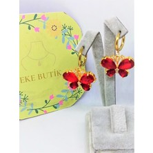 Eke Butik Çelik Kırmızı Kelebek Küpe