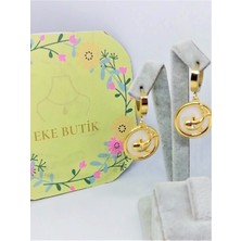 Eke Butik Çelik Taş Detaylı Yunuslu Küpe