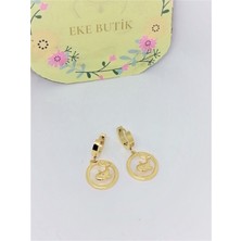 Eke Butik Çelik Taş Detaylı Yunuslu Küpe