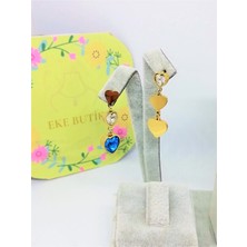 Eke Butik Çelik Kalpli Asimtrik Küpe