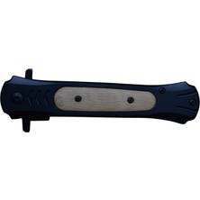 NDR Knives Siyah Metal ve Ağaç Saplı Liner Lock Mekanizmalı Kemer Klipsli Çakı