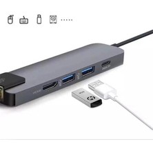 Coofbe 5in1 Type C Dönüştürücü Type C To RJ45 Hdmi USB Dönüştürücü Type C Görüntü Aktarım Ethernet Kiti