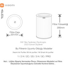 FAF Filtre Xiaomi Mi Air Purifier Hava Temizleyici 2h/ 2c / 3h/ 3c/ Pro Gri Hepa Filtre