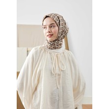 Fresh Scarfs Azalea Desen Pamuk Ipek Eşarp Koyu Bej