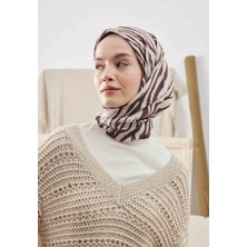 Fresh Scarfs Zebra Desen Pamuk Ipek Eşarp Patlıcan Moru