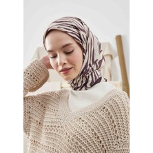 Fresh Scarfs Zebra Desen Pamuk Ipek Eşarp Patlıcan Moru