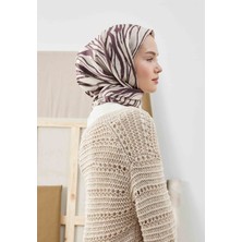 Fresh Scarfs Zebra Desen Pamuk Ipek Eşarp Patlıcan Moru