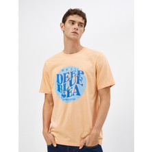 Koton Slogan Baskılı Tişört Bisiklet Yaka Kısa Kollu Pamuklu