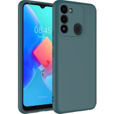 Smcase Tecno Spark 8c Kılıf Mara Lansman Silikon Mat Soft Içi Süet Koyu Yeşil