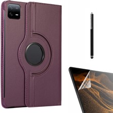 Smcase Xiaomi Mi Pad 6 Kılıf Kapaklı Standlı 360 Dönebilen Koruma DN22 + Nano + Kalem Mor