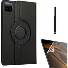 Smcase Xiaomi Mi Pad 6 Kılıf Kapaklı Standlı 360 Dönebilen Koruma DN22 + Nano + Kalem Siyah