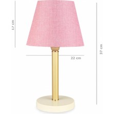 Art&Gift Bronz Gövdeli Abajur Pembe Dokuma