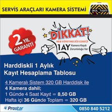 Prostar Kayıtlı Harddiskli Okul Servisi 4 Kameralı 320 GB Harddisk Da