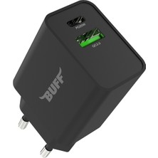 Buff BL60-1UC 20W Hızlı Şarj Cihazı Dual Qc3.0 Type-C Şarj Adaptörü