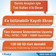 Navistar Kayıtlı 4 Kamera Dahil 7 Inç Monitörlü Araç Kamera Seti 12