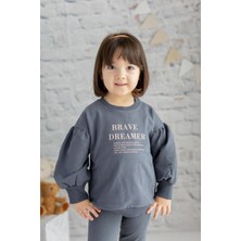 Zeyland Kız Çocuk Balon Kol Yazı Baskılı Sweatshirt