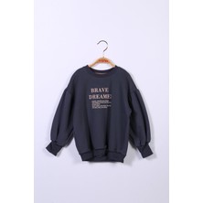 Zeyland Kız Çocuk Balon Kol Yazı Baskılı Sweatshirt