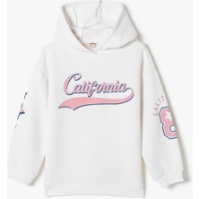 Koton Kapşonlu Sweatshirt Şardonlu Uzun Kollu Bisiklet Yaka Baskılı