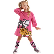 MSHB&G Leopar Zebra Kız Çocuk Pembe Elbise