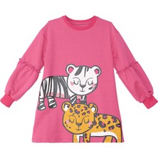 MSHB&G Leopar Zebra Kız Çocuk Pembe Elbise
