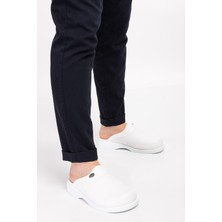 Nur Ortopedi Deliksiz Beyaz Renk Klasik Bayan Ortopedik Sabo Terlik (101 Beyaz Deliksiz)