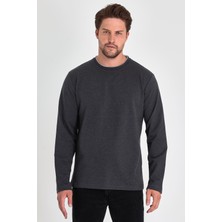 Mmetalic Metalic Erkek Antrasit Çift Bisiklet Yaka Standart Rahat Kesim Sweatshirt