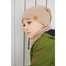 Babygiz Sütlü Kahve Erkek Çocuk İp Şapka Bere Boyunluk Takım Pamuklu Kaşkorse