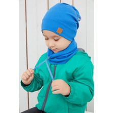 Babygiz Mavi Erkek Çocuk İp Şapka Bere Boyunluk Takım Pamuklu Kaşkorse