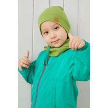 Babygiz Yeşil Erkek Çocuk İp Şapka Bere Boyunluk Takım Pamuklu Kaşkorse