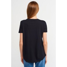 Podyum Plus Bisiklet Yaka Basic T-Shirt Siyah