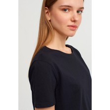 Podyum Plus Bisiklet Yaka Basic T-Shirt Siyah