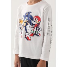 Modern Sonic Beyaz Baskılı Erkek Çocuk Pijama Takımı